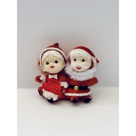 Vtg Christmas Plastic Snow Globe Flocked Santa Reindeer Candy Holder Retro MCM - Picture 11 of 12